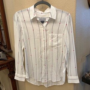 RAILS Kathryn Striped Hearts Buttoned Long Sleeve Shirt Size XS